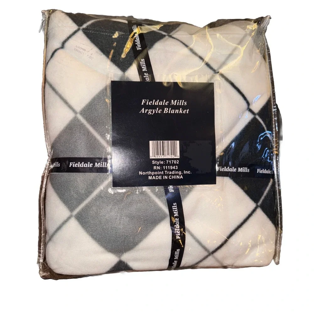 Blanket Argyle Fleece  Findable Mills Twin 60 X 90
